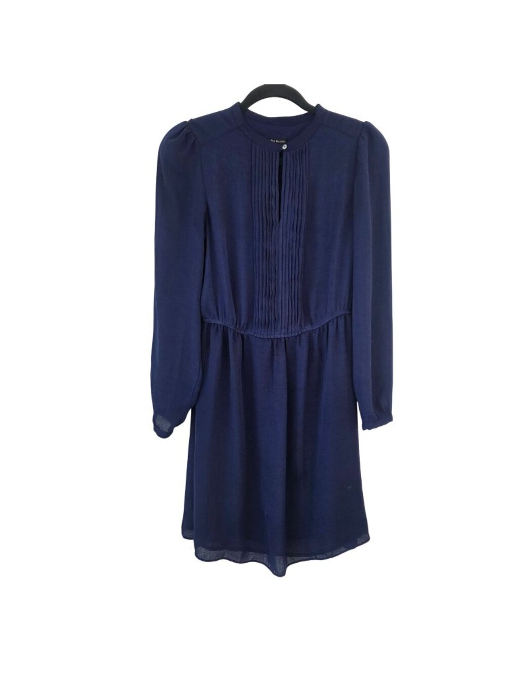 Zara Basic Navy Blue Sheer Chiffon Pleated Twirl Skater Dress Women's S